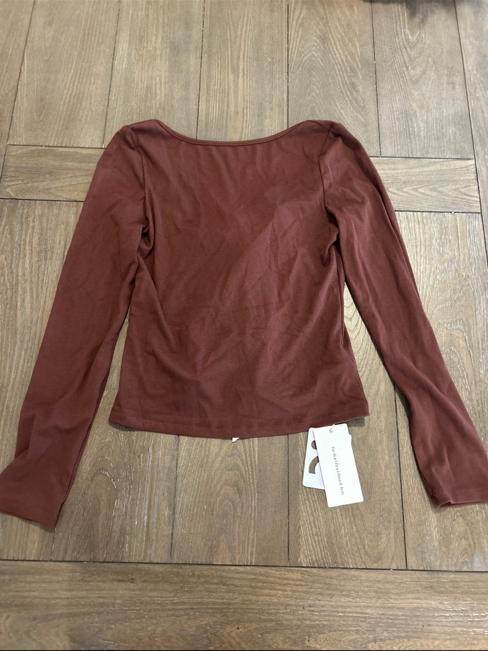 Commense Long Sleeve Square Neck Top in Brown